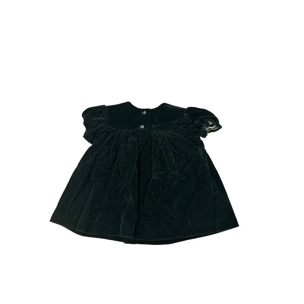 Bryan VTG Baby Girl Green Velvet Holiday Dress Rosette Tassels 3-6 Months